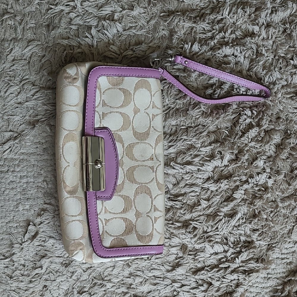 Coach Cream and Lavender Wristlet